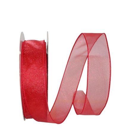 RELIANT RIBBON Reliant Ribbon 99908W-908-09K Sheer Lovely Value Wired Edge Ribbon - Scarlet - 1.5 in. x 50 yards 99908W-908-09K